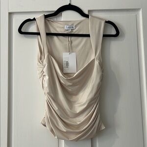 Cream Rouched Sleeveless Top